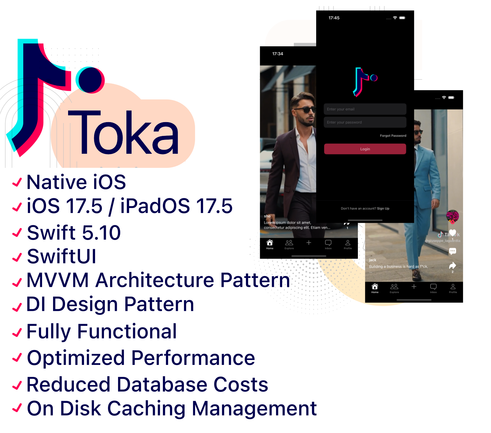SwiftUI Apps Pack, Instagram, TikTok and AirBNB Clone templates + Firebase Authentication Layer - 10